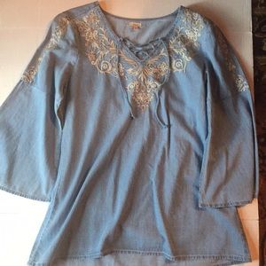 Reba Washed Denim Top